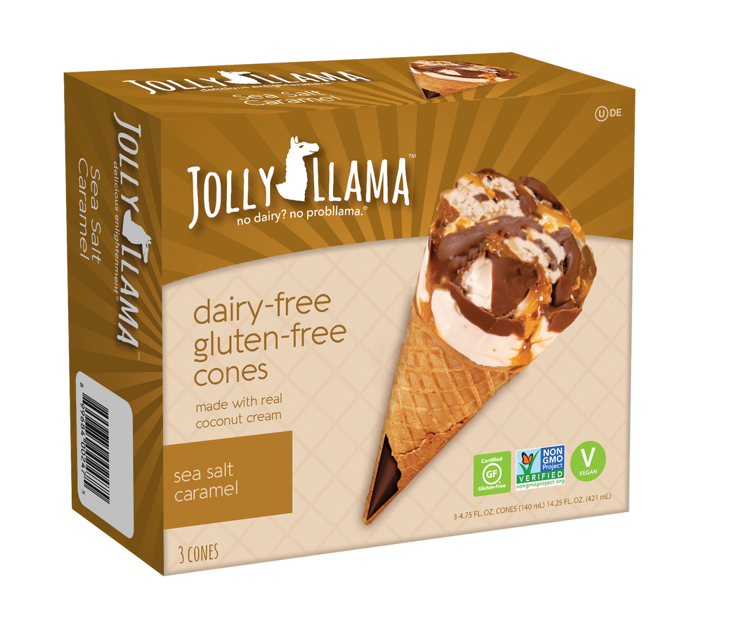 Jolly Llama® Dairy-Free, Gluten-Free Ice Cream Cones - Sea Salt Caramel