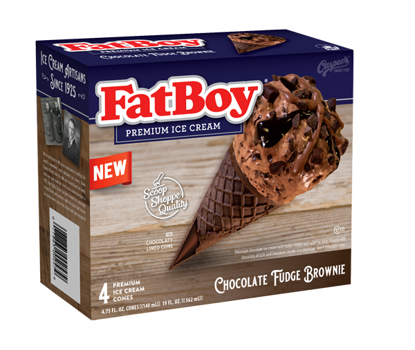 FatBoy® Ice Cream Cones - Chocolate Fudge Brownie - 4 Count