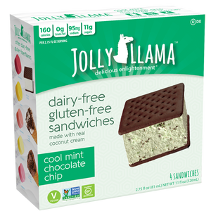Jolly Llama® Dairy-Free, Gluten-Free  Ice Cream Sandwiches - Cool Mint Chip