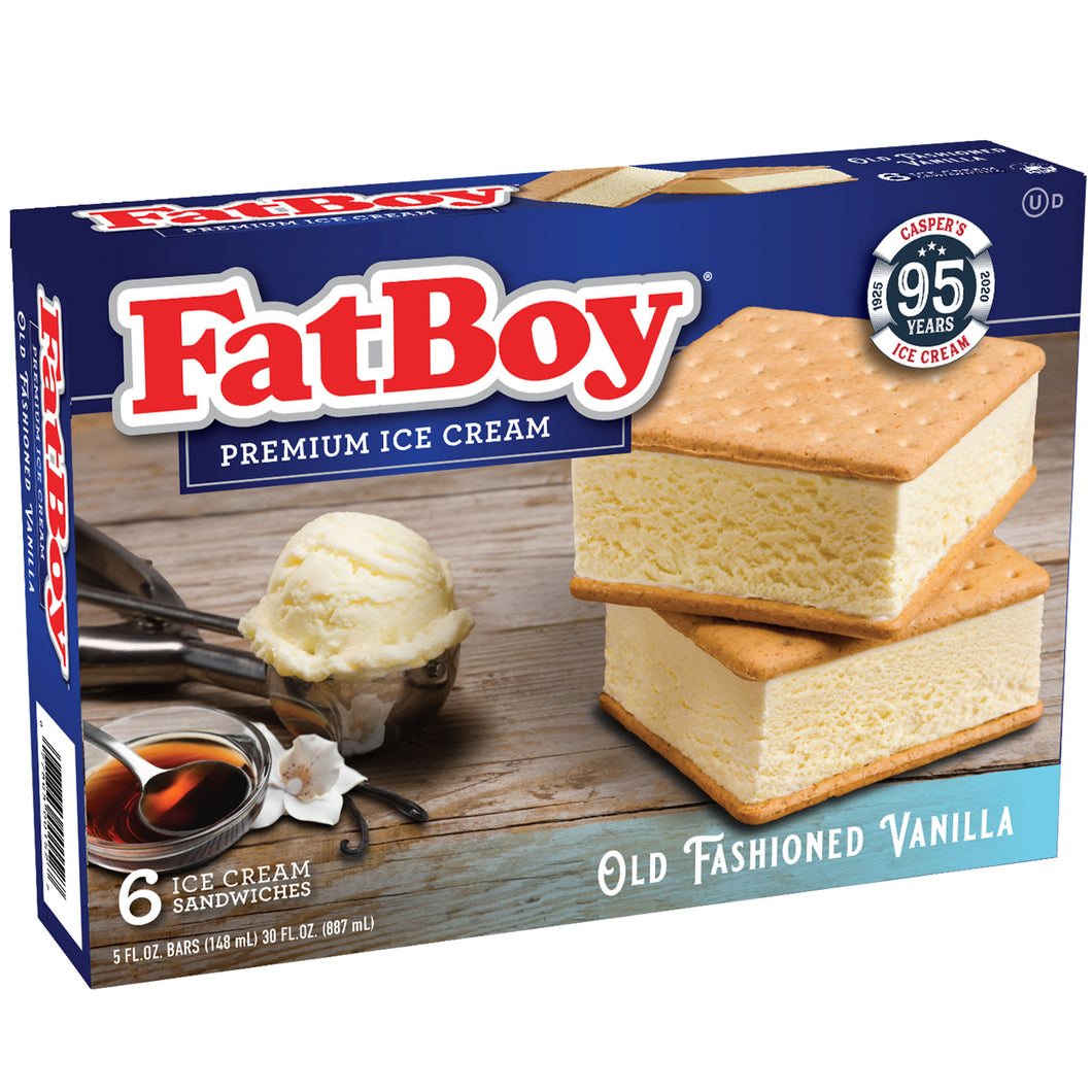 FatBoy® Ice Cream Sandwich - Old Fashioned Vanilla - 6 Count
